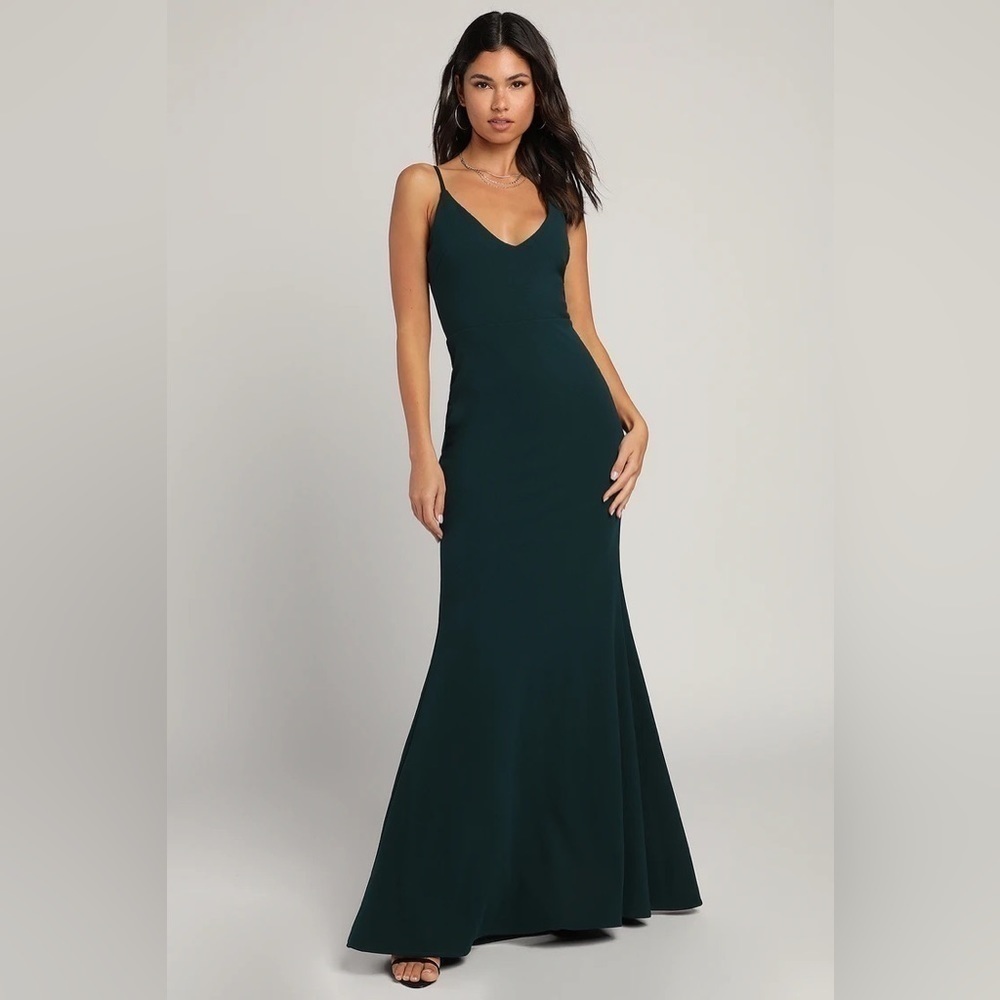 Lulus Infinite Glory Forest Green Maxi Dress Size XS NWT Extra Small